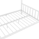 Full Size Metal House Platform Bed with Two Drawers,Headboard and Footboard,Roof Design,White - Home Elegance USA