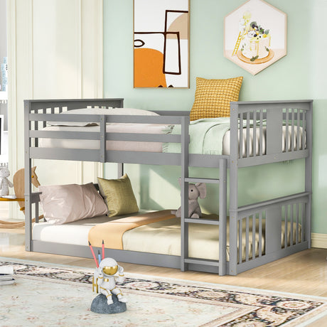 Full Over Full Bunk Bed with Ladder, Gray (Old SKU :LP000207AAE) - Home Elegance USA