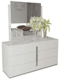 Carrara Dresser with Mirror in White High Gloss – Modern Bedroom Storage by ESF Furniture