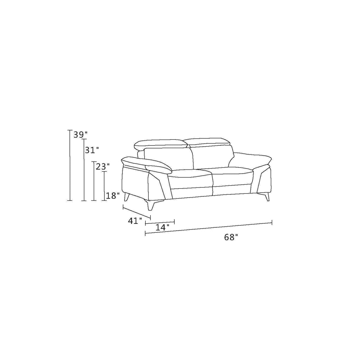 Global United Top Grain Italian Leather Loveseat Home Elegance USA