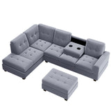 Orisfur. Modern Sectional Sofa with Reversible Chaise, L Shaped Couch Set with Storage Ottoman and Two Cup Holders for Living Room - Home Elegance USA