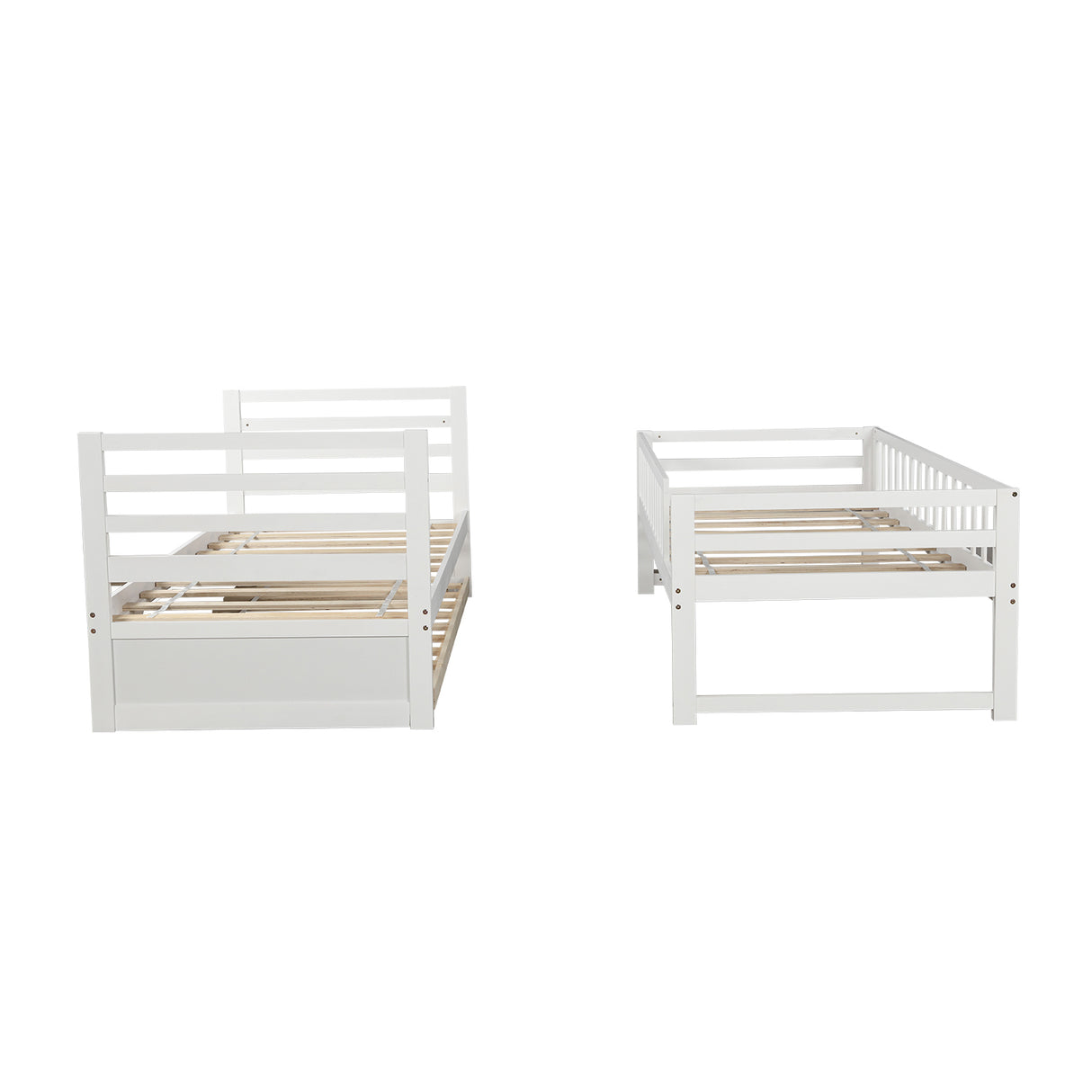 Orisfur. Twin Bunk Beds for Kids with Safety Rail and Movable Trundle bed - Home Elegance USA