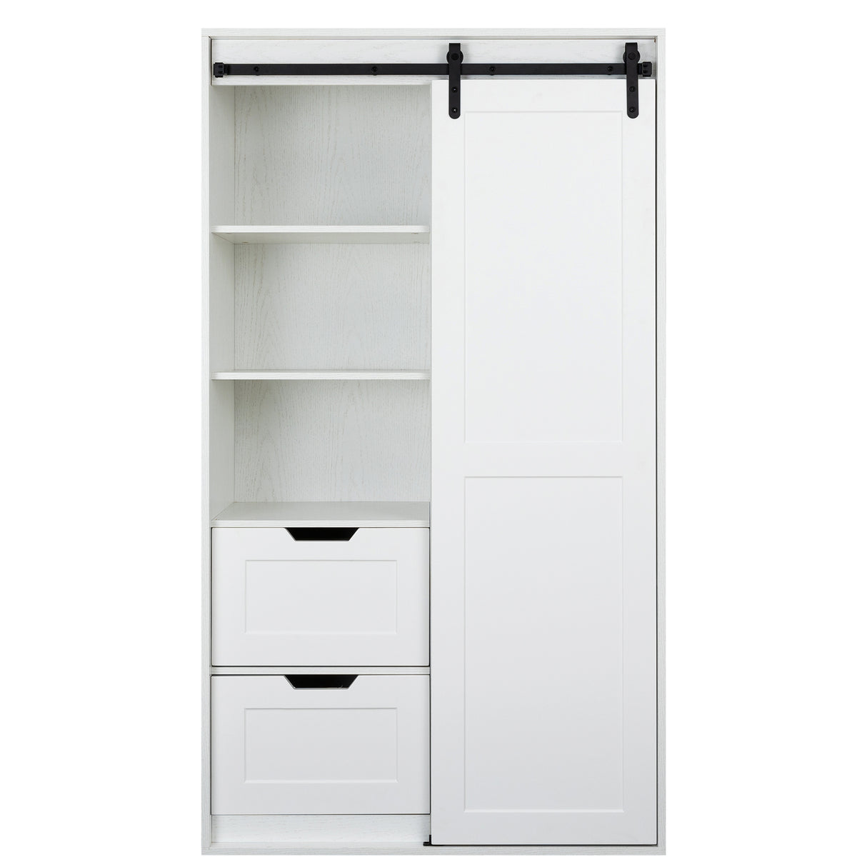 71-inch High wardrobe and cabinet , Clothes Locker，classic sliding barn door armoscope, locker, organizer for bedroom, cloakroom, living room,color： white Home Elegance USA
