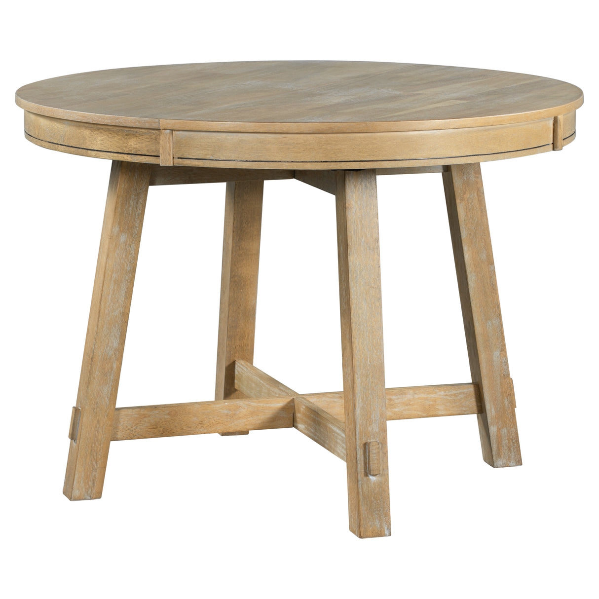 TREXM Farmhouse Round Extendable Dining Table with 16" Leaf Wood Kitchen Table (Natural Wood Wash) - Home Elegance USA