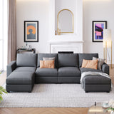 3 Pieces U shaped Sofa with Removable Ottomans | Home Elegance USA