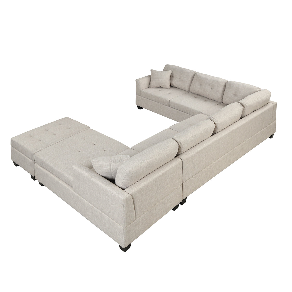 121.3" Oversized Sectional Sofa with Storage Ottoman, U Shaped Sectional Couch with 2 Throw Pillows for Large Space Dorm Apartment - SG000870AAA - image - 17