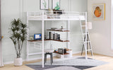 Twin Size Metal Loft Bed and Built-in Desk and Shelves,White（OLD SKU:WF280270AAK） - Home Elegance USA