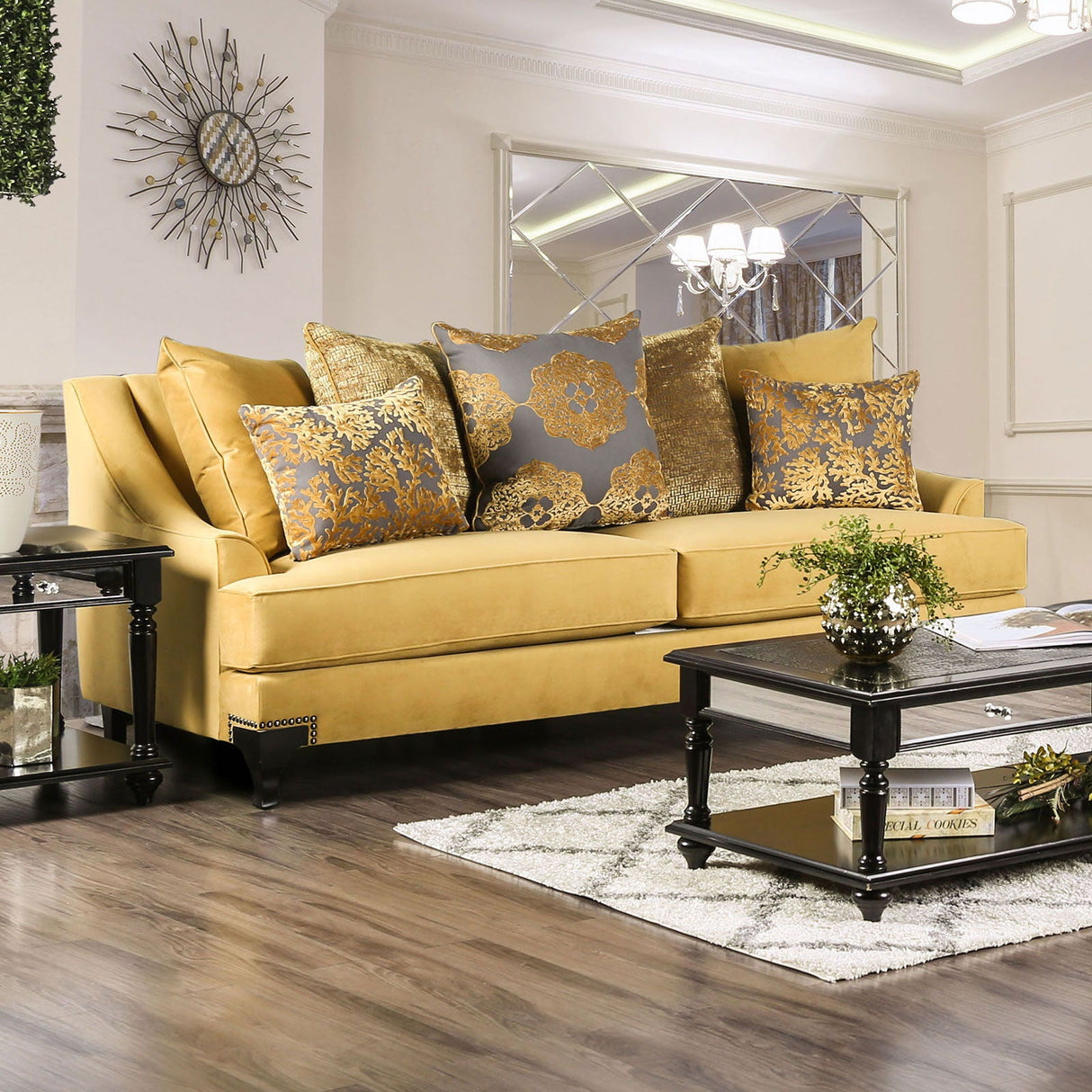 Viscontti - Sofa & Loveseat - Gold / Gray - Home Elegance USA