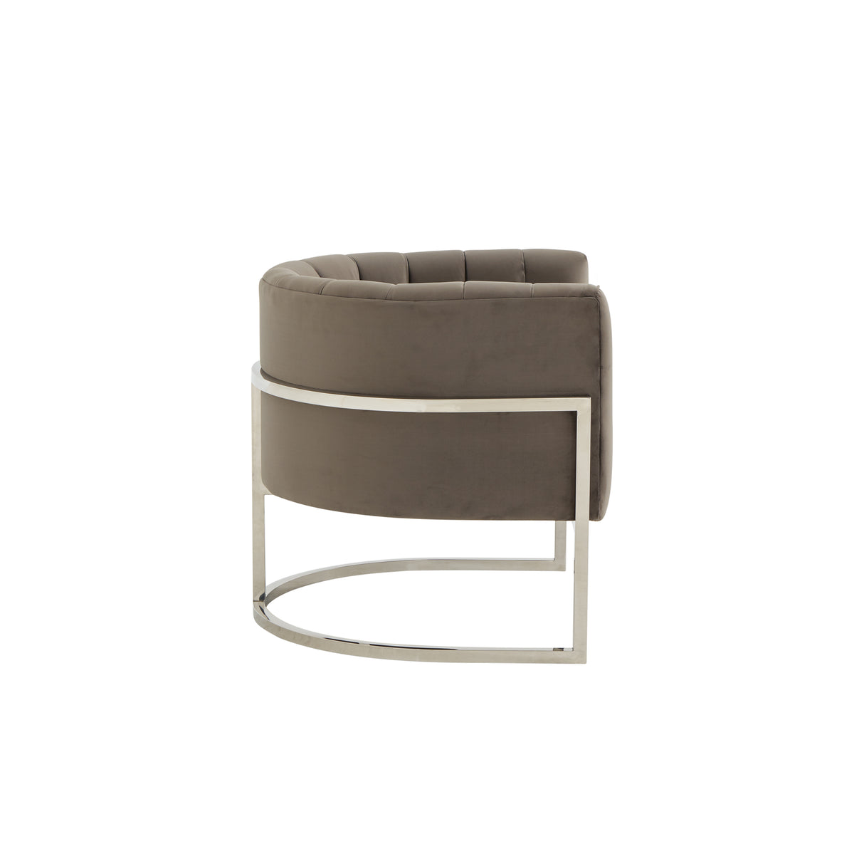 Modrest Landau Modern Grey Velvet & Stainless Steel Accent Chair - Home Elegance USA
