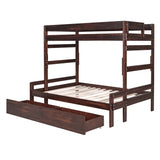 Twin over Full Wood Bunk Bed with 2 Drawers, Espresso - Home Elegance USA