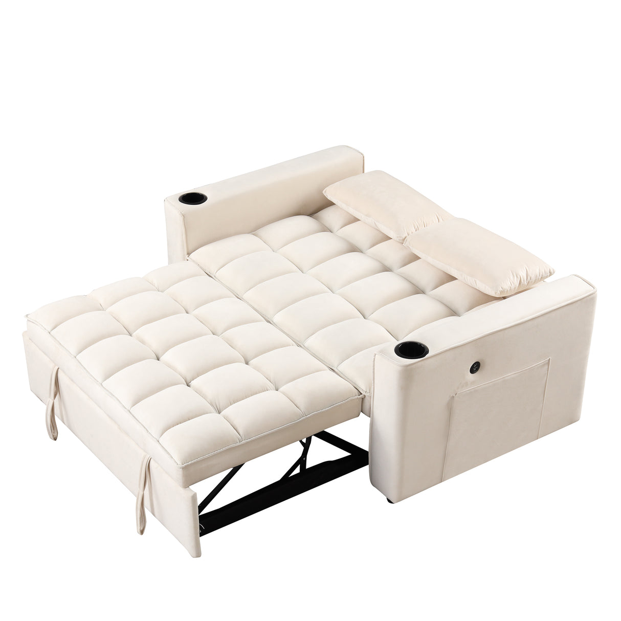 55.3" 4 - 1 Multi - functional Sofa Bed with Cup Holder and USB Port for Living Room or Apartments Milky White - SG000830AAA - image - 12