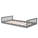 Twin-Over-Twin-Over-Twin Triple Bed with Built-in Ladder and Slide, Triple Bunk Bed with Guardrails, Gray(OLD SKU: LP000051AAE) - Home Elegance USA