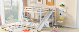 Full over Full Bunk Bed with Ladder, Slide and Shelves, White - Home Elegance USA