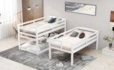 Twin Size Triple Bunk Bed with Storage Staircase,Separate Design,White - Home Elegance USA