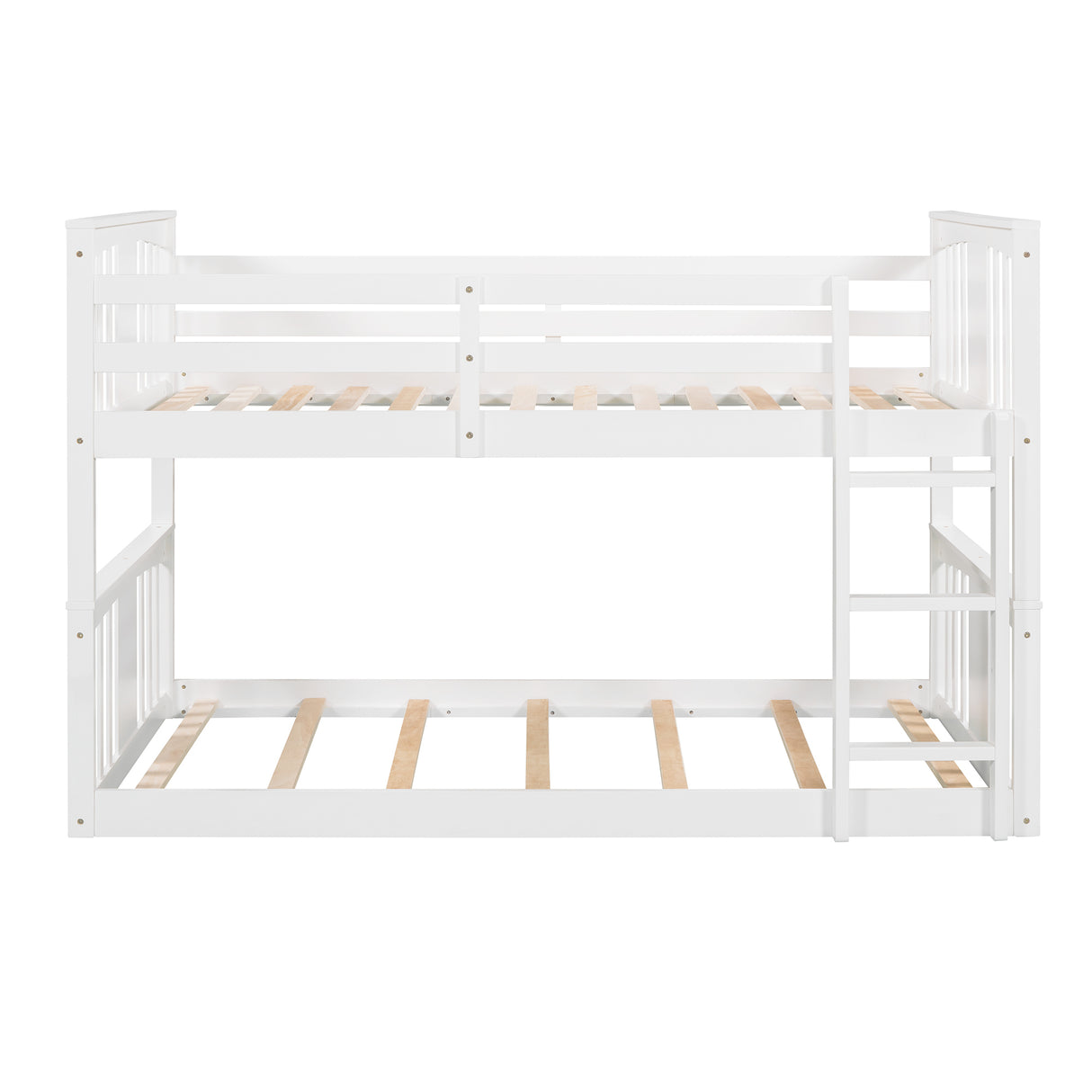 Twin Over Twin Bunk Bed with Ladder, White (Old SKU:LP000107AAK) - Home Elegance USA