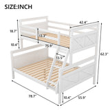 Twin over Full Bunk Bed with ladder, Safety Guardrail, Perfect for Bedroom, White - Home Elegance USA