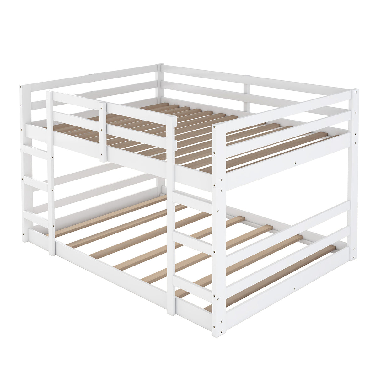 Full Over Full Bunk Bed with Ladder, White（OLD SKU:WF282788AAK） - Home Elegance USA