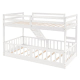 Twin Over Twin Bunk Bed with Slide and Ladder, White（Old SKU:LP000009AAK） - Home Elegance USA