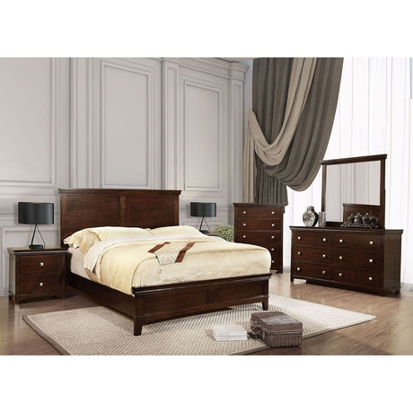 Spruce - 4 Piece Queen Bedroom Set - Brown Cherry - Home Elegance USA