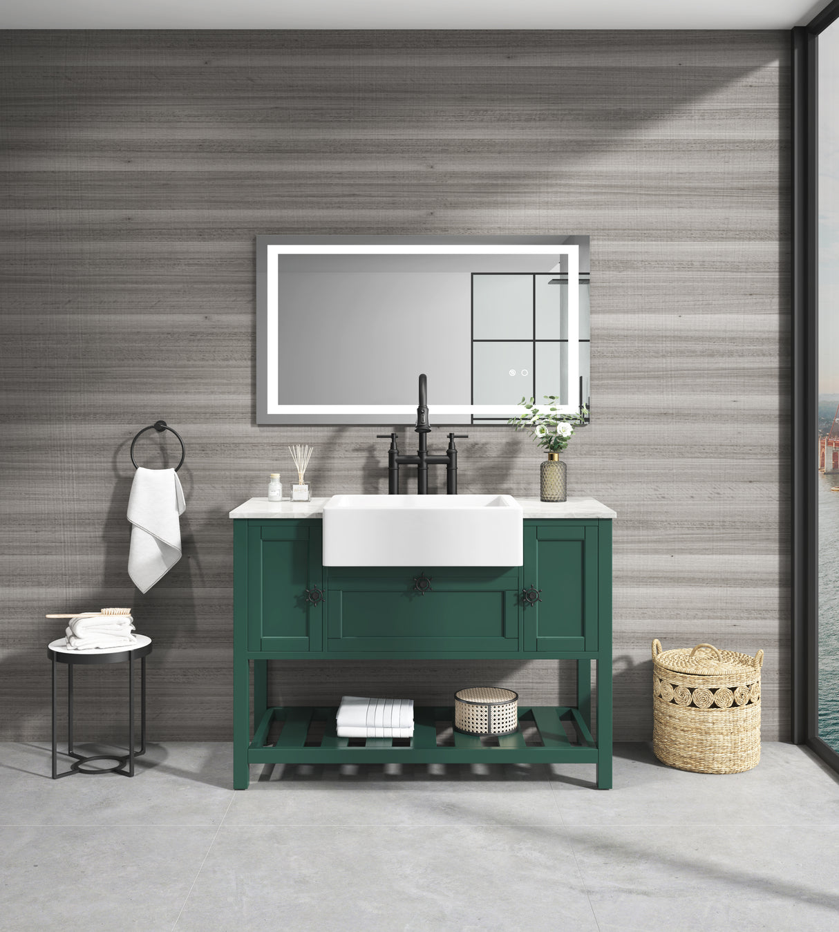 Solid Wood Bathroom Vanities Without Tops 48 in. W x 20 in. D x 33.60 in. H   Bathroom Vanity in green