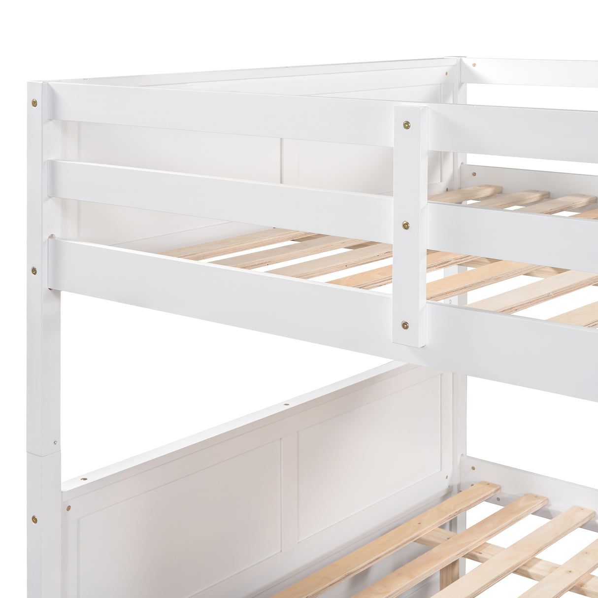 Full Over Full Bunk Bed with Twin Size Trundle, White ( old sku: LP000250AAK ) - Home Elegance USA