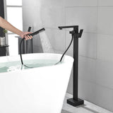 Freestanding Bathtub Faucet Tub Filler Matte Black Floor Mount Bathroom Faucets Brass Single Handle with Hand Shower