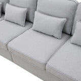 [VIDEO provided] [New] 104" 4-Seater Modern Linen Fabric Sofa with Armrest Pockets and 4 Pillows,Minimalist Style Couch for Living Room, Apartment, Office,3 Colors Home Elegance USA