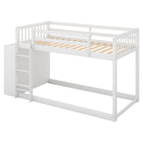 Twin over Twin Bunk Bed with Attached Cabinet and Shelves Storage,White (OLD SKU:GX000513AAK) - Home Elegance USA