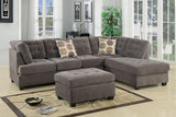 Living Room Sectional Waffle Suede Charcoal Color Sectional Sofa w Pillows Couch Tufted Cushion  Contemporary (NO OTTOMAN) - Home Elegance USA