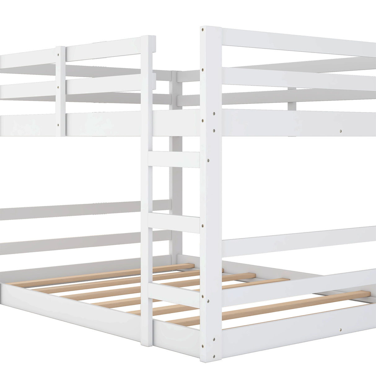 Full Over Full Bunk Bed with Ladder, White（OLD SKU:WF282788AAK） - Home Elegance USA