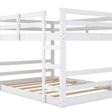 Full Over Full Bunk Bed with Ladder, White（OLD SKU:WF282788AAK） - Home Elegance USA