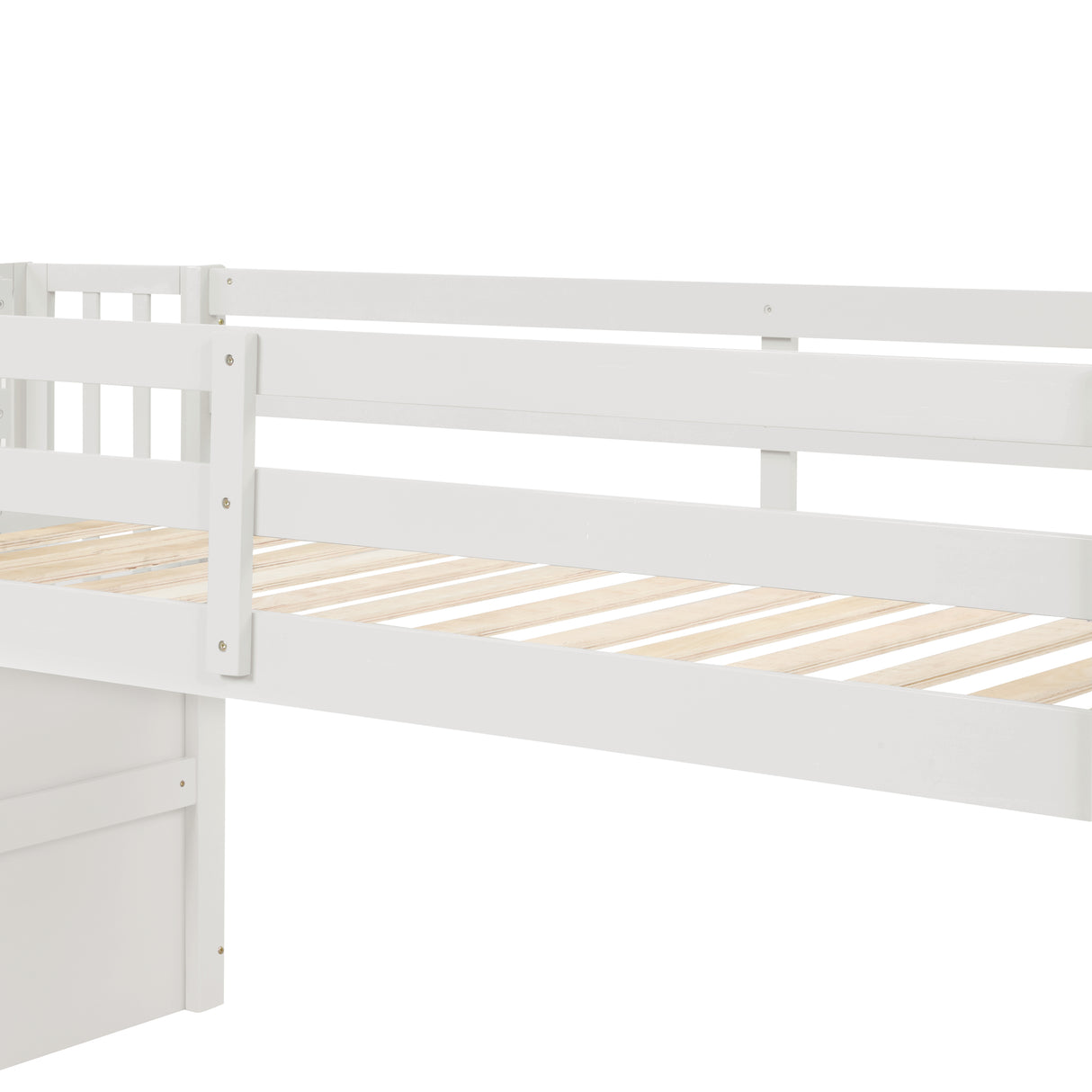 Loft bed with staircase , White - Home Elegance USA