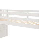 Loft bed with staircase , White - Home Elegance USA