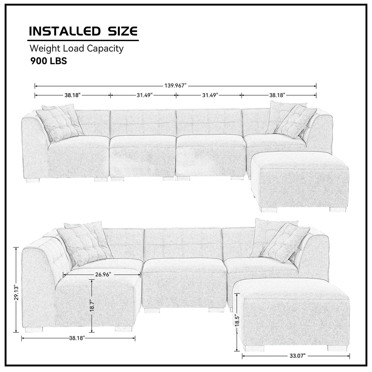 Sectional Sofa with Removable Ottoman Green - Home Elegance USA