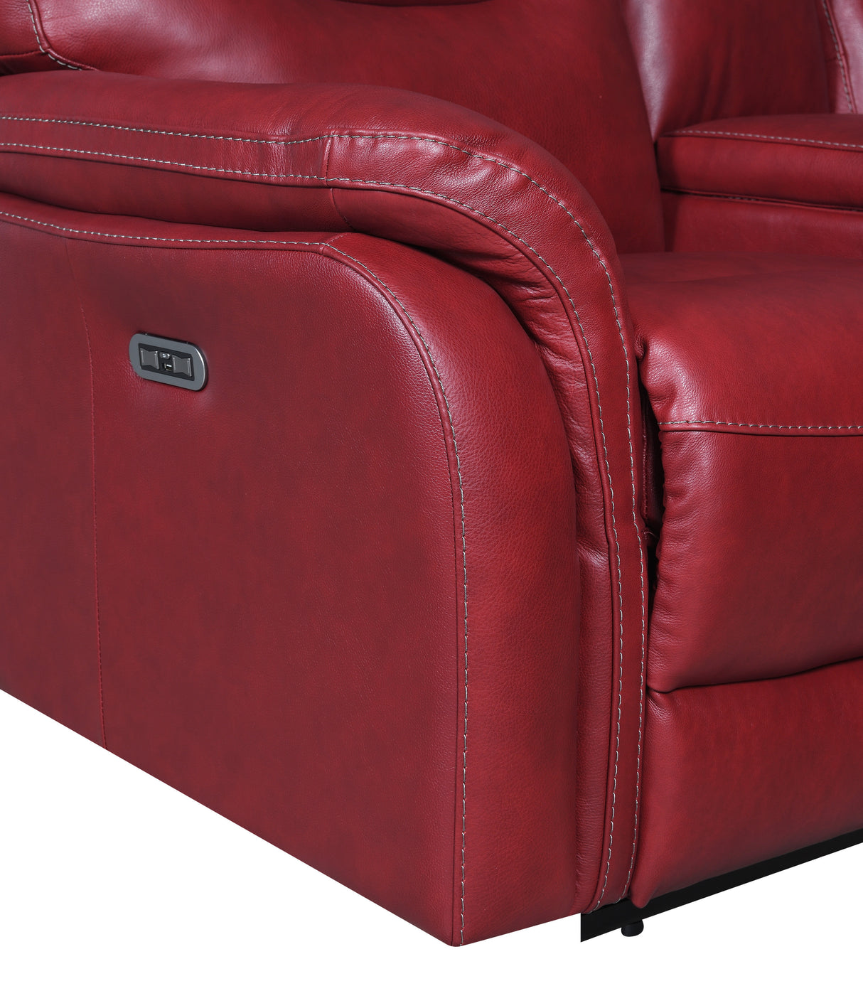 Contemporary Wine Top-Grain Leather Motion Set - Power Recline, USB Charging - Ultimate Comfort and Style Home Elegance USA