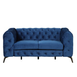 63" Velvet Upholstered Loveseat Sofa,Modern Loveseat Sofa with Button Tufted Back,2 - Person Loveseat Sofa Couch for Living Room,Bedroom,or Small Space,Blue - SG000602AAC - image - 8