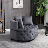 A&A Furniture,Accent Chair / Classical Barrel Chair for living room / Modern Leisure Chair (Grey) Home Elegance USA