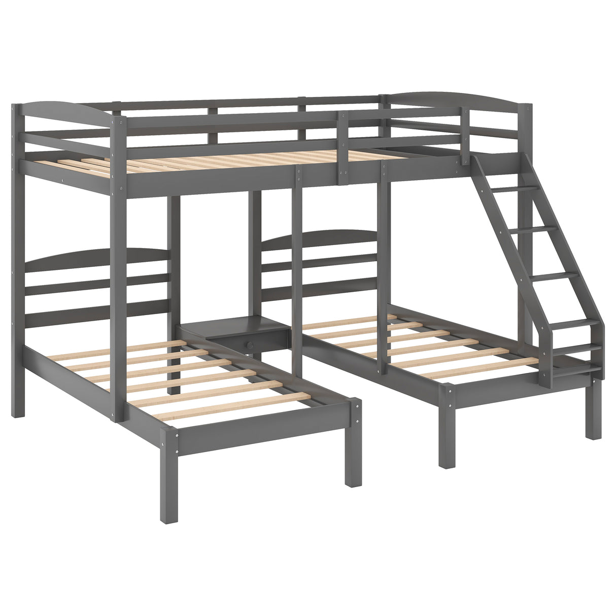 Full over Twin & Twin Bunk Bed,Triple Bunk Bed, Gray - Home Elegance USA