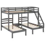 Full over Twin & Twin Bunk Bed,Triple Bunk Bed, Gray - Home Elegance USA