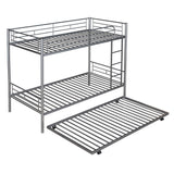 Twin-Over-Twin Metal Bunk Bed With Trundle,Can be Divided into two beds,No Box Spring needed ,White ( old sku: MF194806AAN ) - Home Elegance USA