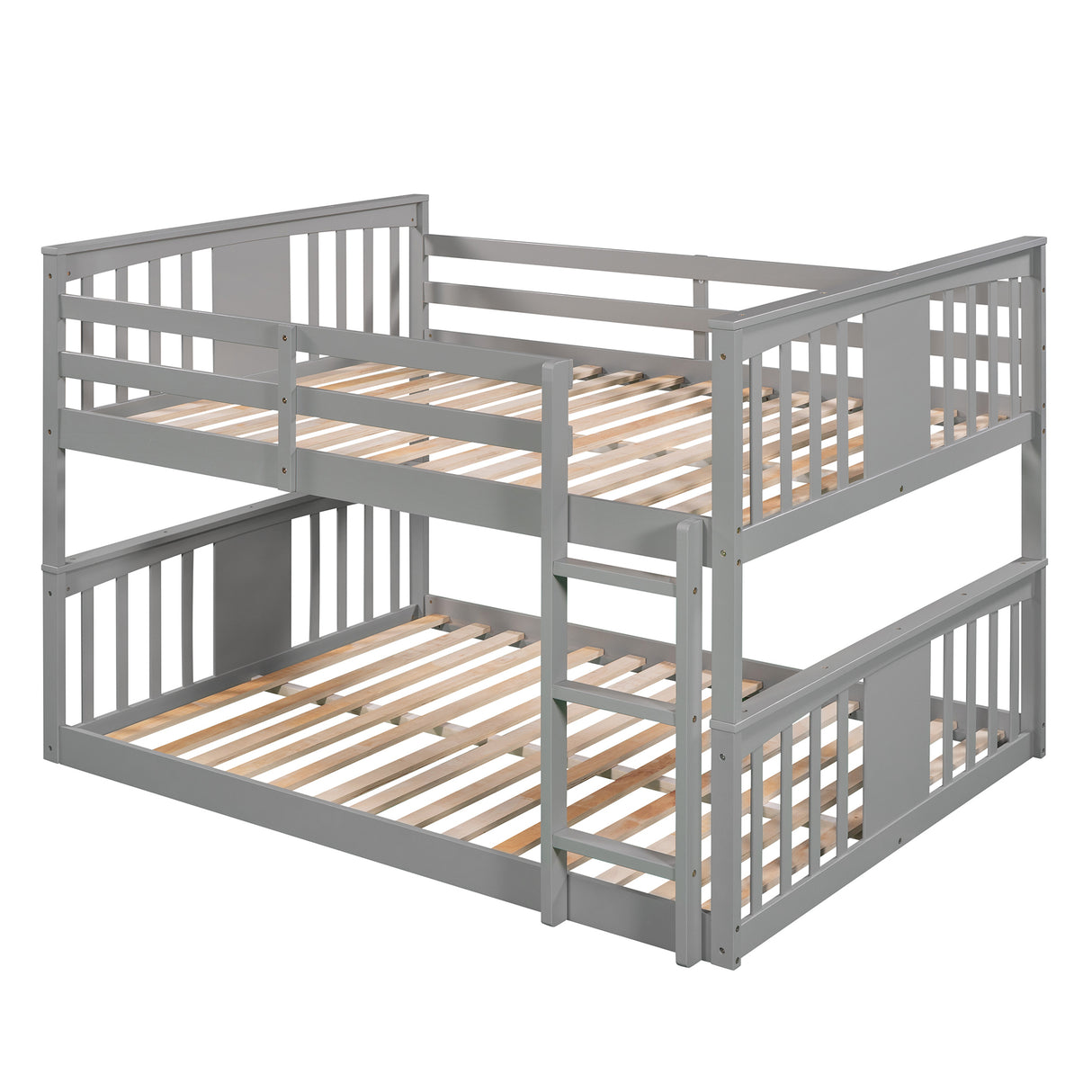 Full Over Full Bunk Bed with Ladder, Gray (Old SKU :LP000207AAE) - Home Elegance USA