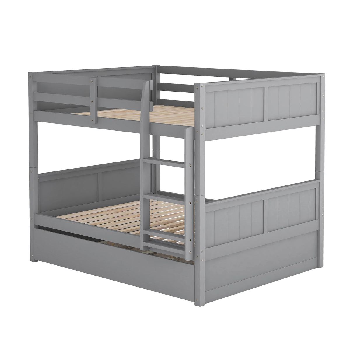 Full Over Full Bunk Bed with Twin Size Trundle, Gray ( old sku: LP000250AAE ) - Home Elegance USA