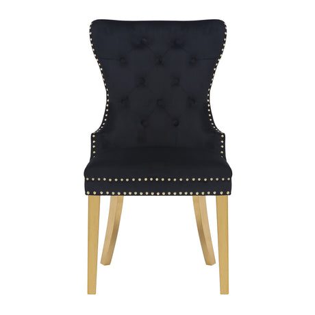 Simba Gold 2 Piece Dinning Chair Finish with Velvet Fabric in Black - Home Elegance USA