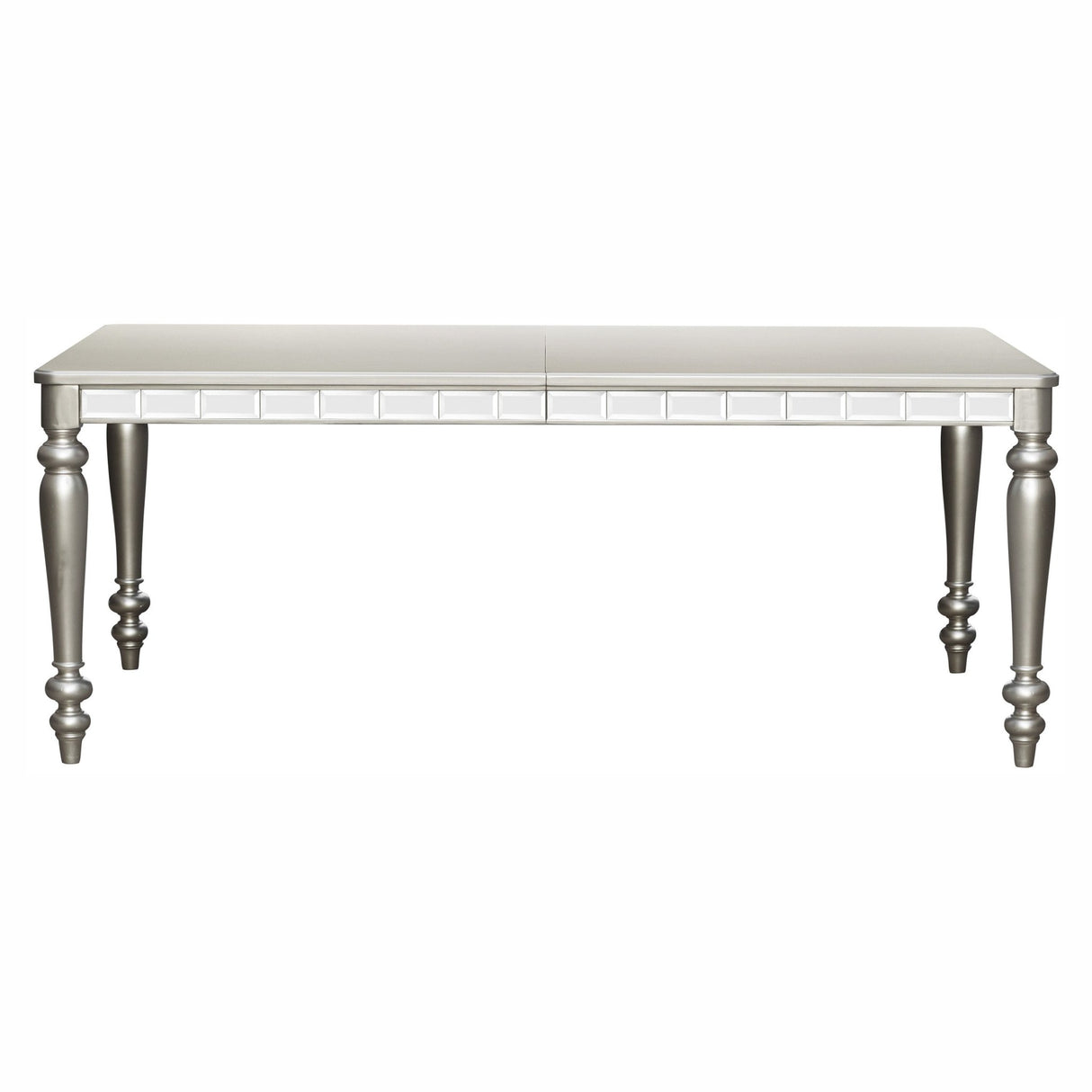 Glamorous Silver Finish Dining Set 5pc Dining Table 4x Side Chairs Crystal Button Tufted Upholstered Modern Style Furniture - Home Elegance USA