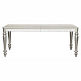 Glamorous Silver Finish Dining Set 5pc Dining Table 4x Side Chairs Crystal Button Tufted Upholstered Modern Style Furniture - Home Elegance USA