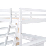 Full Size Loft Bed with Ladder, Shelves, and Desk, White - Home Elegance USA