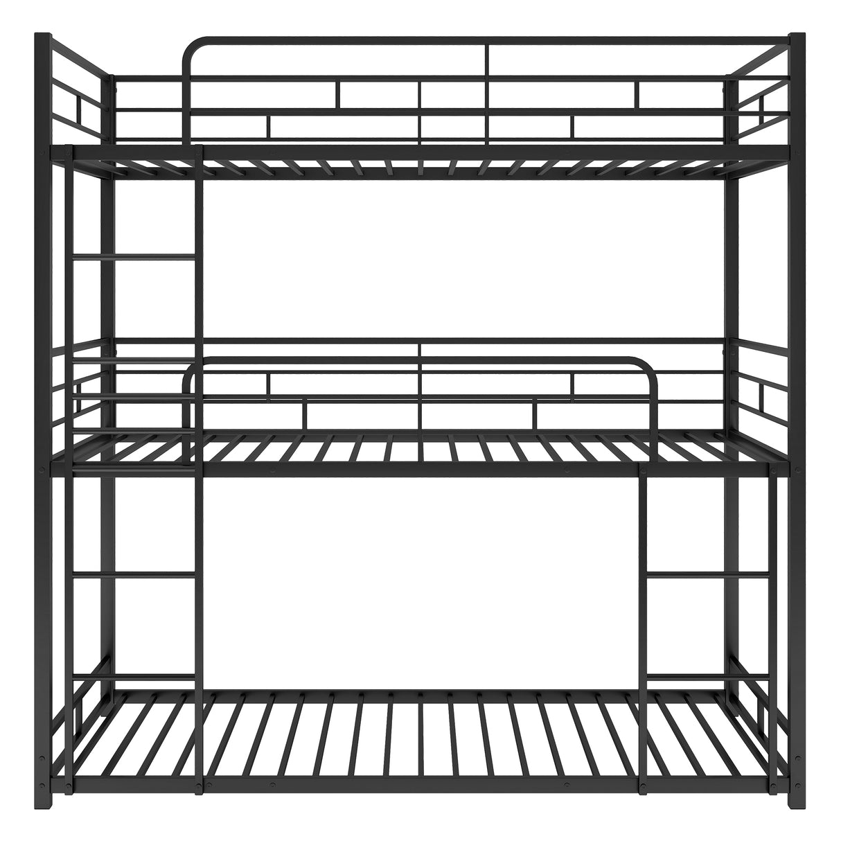 Metal Twin Size Triple Bunk Bed, Black - Home Elegance USA