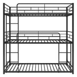 Metal Twin Size Triple Bunk Bed, Black - Home Elegance USA