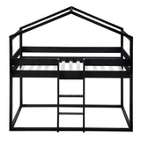 Twin Over Twin Bunk Bed Wood Bed with Tent, Espresso - Home Elegance USA