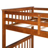 Twin-Over-Twin Bunk Bed with Ladders and Two Storage Drawers (Walnut) - Home Elegance USA